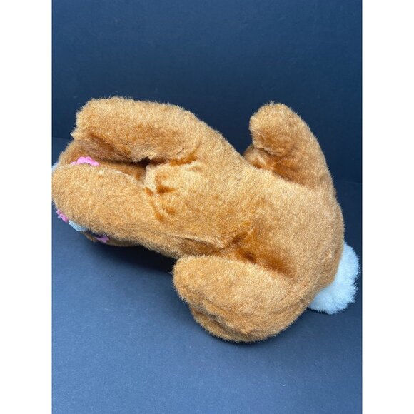 Vintage 1960s/70s Brown Rabbit Plush Toy With Long Ears & Pink Floral Eyes - Picture 6 of 7